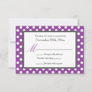 Tarjetas de respuesta RSVP Polka Dot Purple & Whit