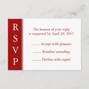 Tarjetas de respuesta, RSVP rojo oscuro, de respue