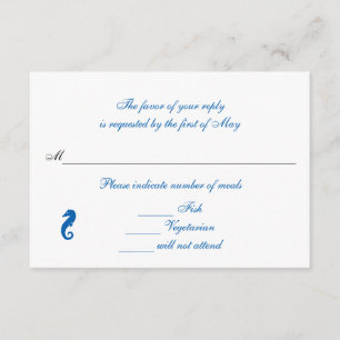 Tarjetas de respuesta Rsvp/Rply "Sea Horse Serenit