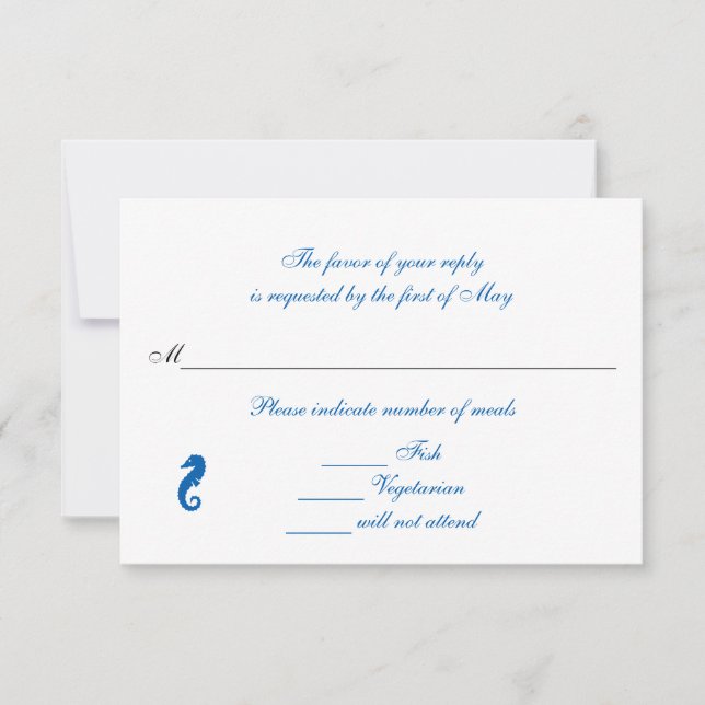Tarjetas de respuesta Rsvp/Rply "Sea Horse Serenit (Anverso)