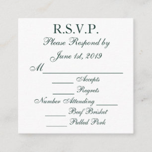 Tarjetas de respuesta RSVP verdes y blancas de Bay