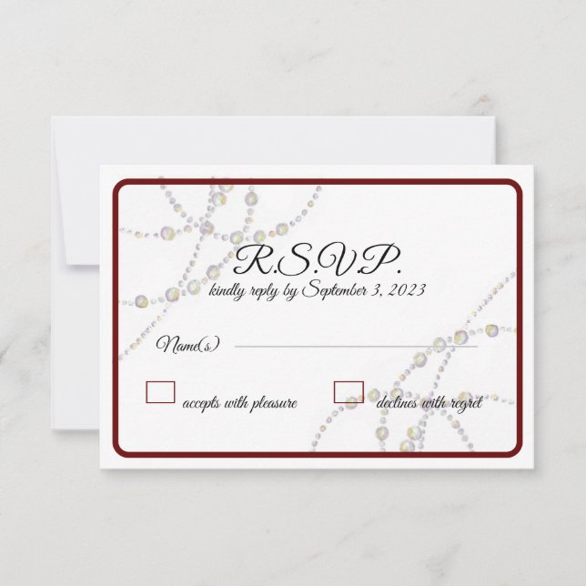 Tarjetas de respuesta simple de Pearls Boda (Anverso)