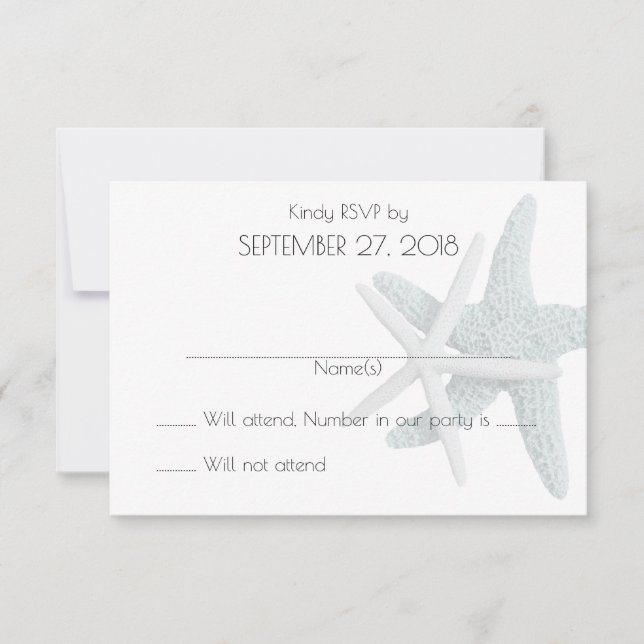 Tarjetas de respuesta simples de Starfish White Bo (Anverso)
