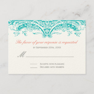 Tarjetas de respuesta turquesa y coral - RSVP