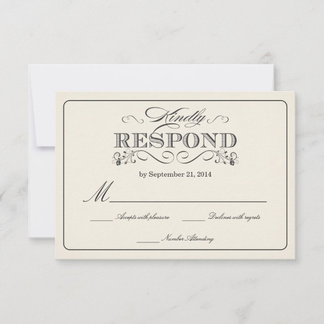 Tarjetas de respuesta WT313 de RSVP de Boda blanco (Anverso)