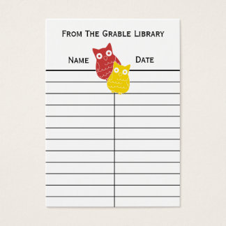 Tarjetas de retorno de libros rojas y amarillas