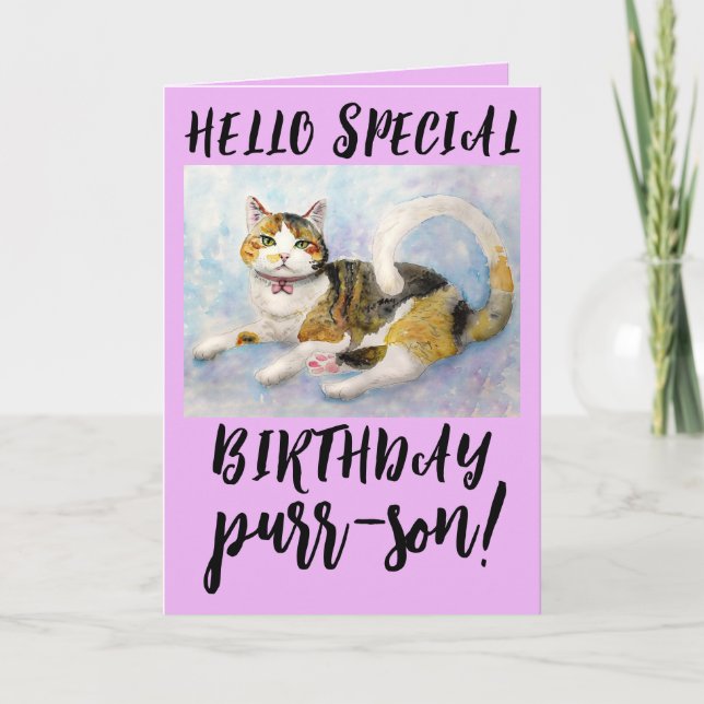 TARJETAS DE REUNIÓN DE CALICO CAT CUMPLEAÑOS (Anverso)