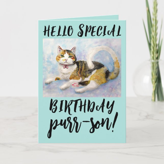 TARJETAS DE REUNIÓN DE CALICO CAT CUMPLEAÑOS (Anverso)