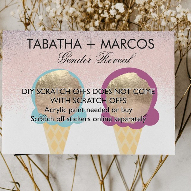 Tarjetas de Revelación de Género de Bebé Helado DI (Subido por el creador)