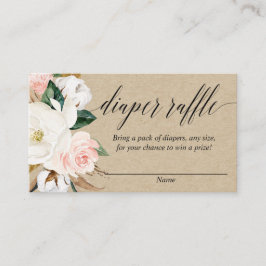 Tarjetas de rifa de magnolia con brillo floral rús