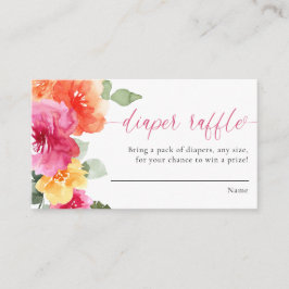 Tarjetas de rifa de pañal chica ducha de bebé flor