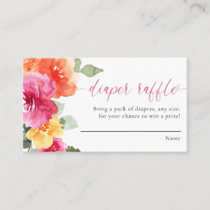 Tarjetas de rifa de pañal chica ducha de bebé flor