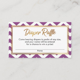 Tarjetas de rifa de pañales con Chevron en negrita
