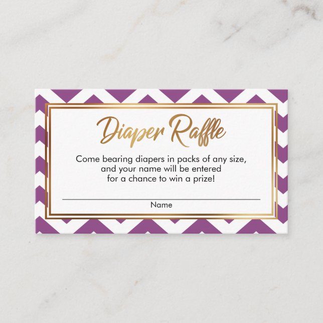 Tarjetas de rifa de pañales con Chevron en negrita (Anverso)
