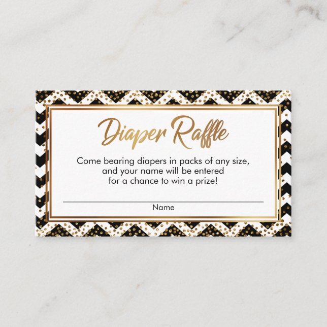 Tarjetas de rifa de pañales con confeti de Chevron (Anverso)