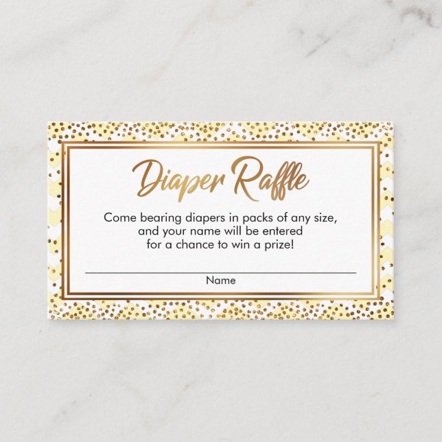 Tarjetas de rifa de pañales con confeti de Chevron (Anverso)