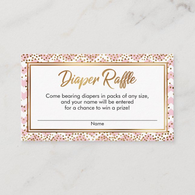 Tarjetas de rifa de pañales con confeti de Chevron (Anverso)