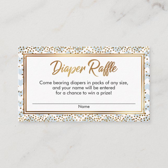 Tarjetas de rifa de pañales con confeti de Chevron (Anverso)