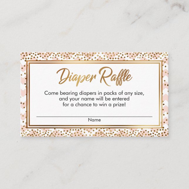 Tarjetas de rifa de pañales con confeti de Chevron (Anverso)