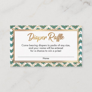 Tarjetas de rifa de pañales con confeti de Chevron