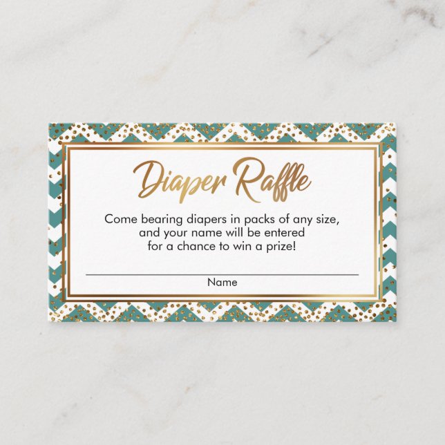 Tarjetas de rifa de pañales con confeti de Chevron (Anverso)