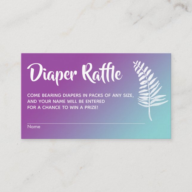 Tarjetas de rifa de pañales con ombre de turquesa  (Anverso)