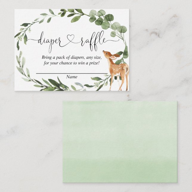 Tarjetas de rifa de pañales de agua para pañales p (Anverso / Reverso)