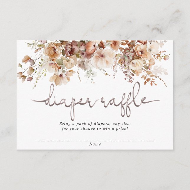 Tarjetas de rifa de pañales de ducha de bebé flori (Anverso)