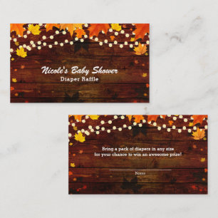 Tarjetas de rifa de pañales de hojas de otoño y ma