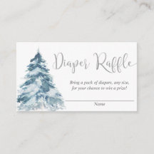 Tarjetas de rifa de pañales de nevado de árbol de 