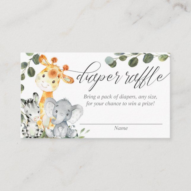 Tarjetas de rifa de pañales neutros para el uso de (Anverso)