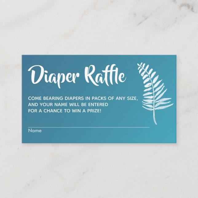Tarjetas de rifa de pañales para baby shower con g (Anverso)