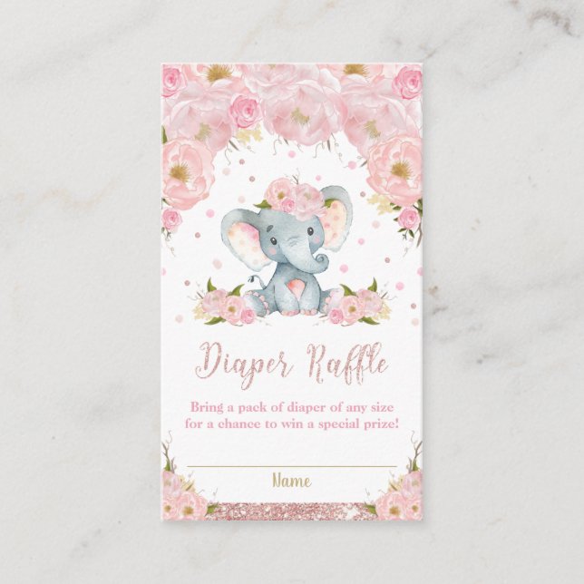 Tarjetas de rifa de pañales para baby shower de el (Anverso)