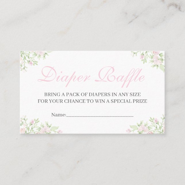 Tarjetas de rifa de pañales para baby shower Prepp (Anverso)