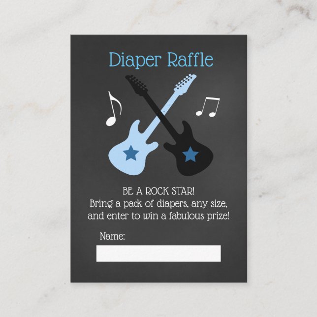 Tarjetas de rifa de pañales para ducha de Rock a B (Anverso)