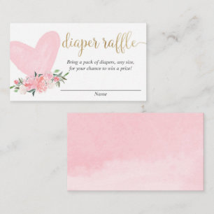 Tarjetas de rifa de pañales para el corazón día de