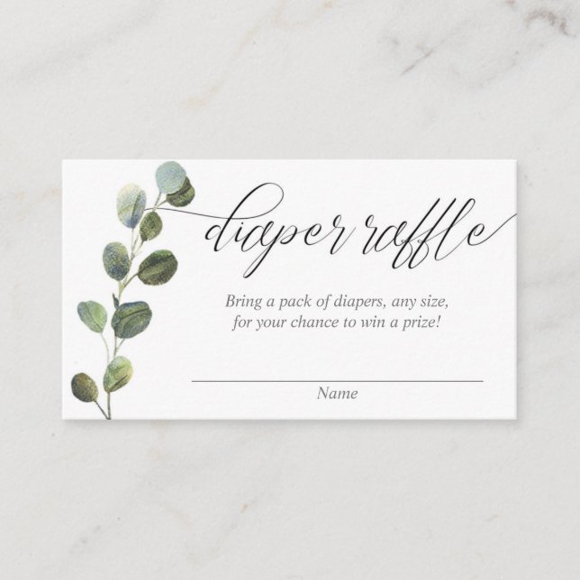 Tarjetas de rifa de pañales para la vegetación de  (Anverso)