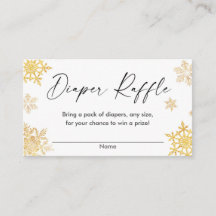 Tarjetas de rifa de pañales para Navidades de copo