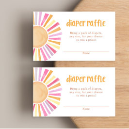 Tarjetas de rifa de pañales para pañales de chica