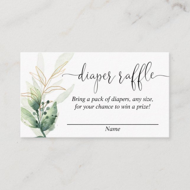 tarjetas de rifa de pañales para pañales para bebé (Anverso)