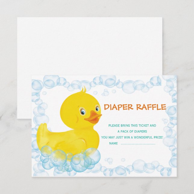 Tarjetas de rifa de patito de goma (Anverso / Reverso)