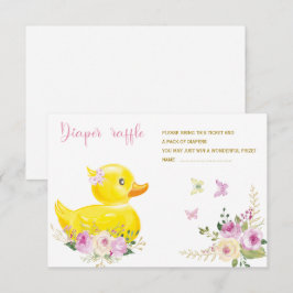 Tarjetas de rifa de patito de goma de niña