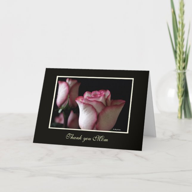 Tarjetas de rosa de agradecimiento a mamá (Anverso)