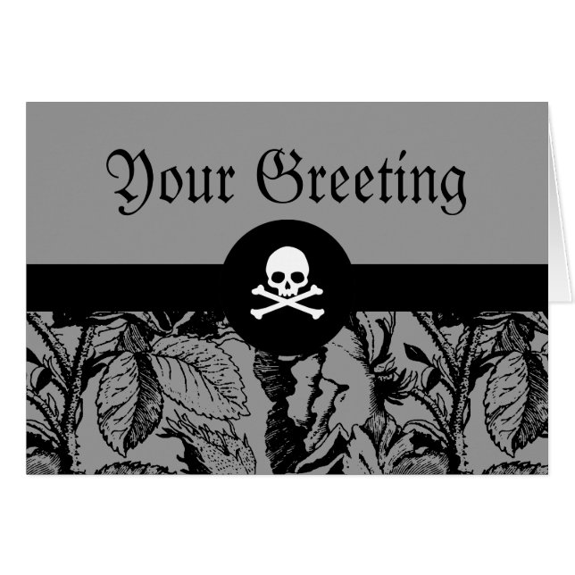 Tarjetas de Rosa Gótica y Calavera (Anverso (Horizontal))