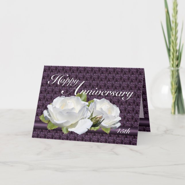 Tarjetas de rosas blancas elegantes para el aniver (Anverso)