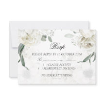Tarjetas de RSVP Botánicas de Floral Blanco para B