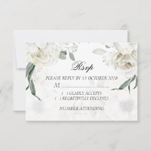 Tarjetas de RSVP Botánicas de Floral Blanco para B