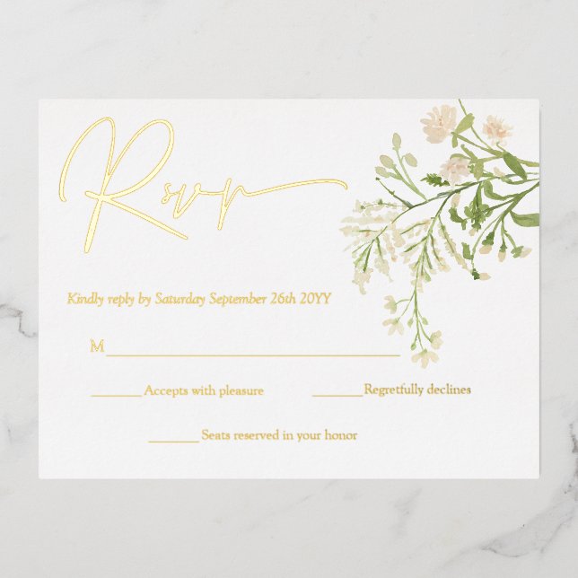 Tarjetas de RSVP Botánicas de Flores Silvestres Fl (Anverso)