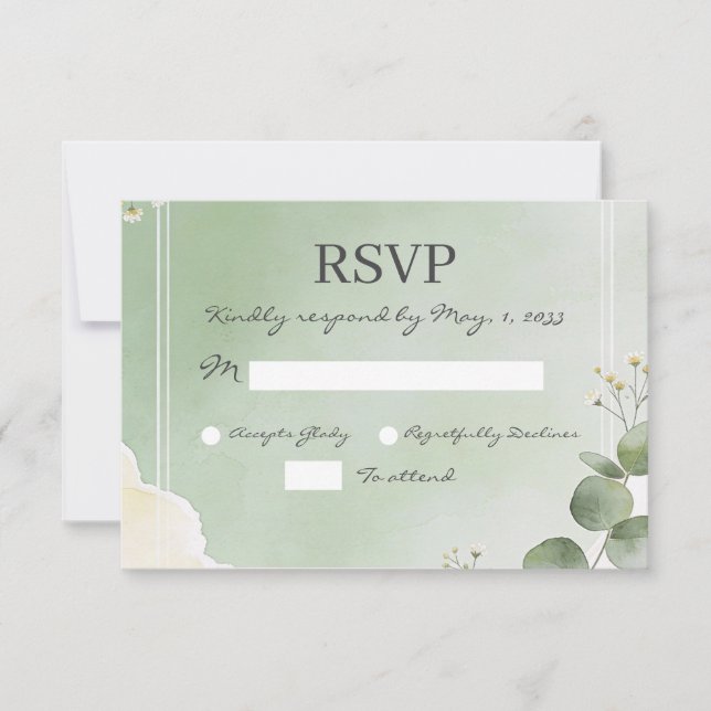 Tarjetas de RSVP Botánicas Sage Whisper (Anverso)