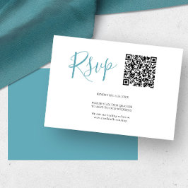 Tarjetas de RSVP con código QR Turquesa Azul